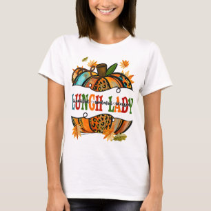 Leopard Pumpkin Fall Autumn Thanksgiving Lunch Lad T-Shirt
