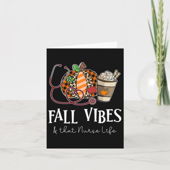 Leopard Pumpkin Fall Vibes And That Nurse Life  Card (Front)