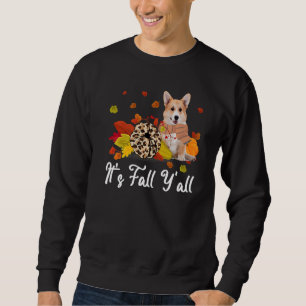 Leopard Pumpkin Falling It's Fall Y'all Yellow Cor Sweatshirt