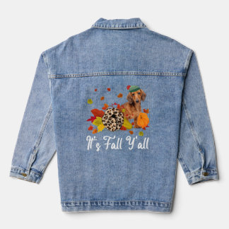 Leopard Pumpkin Falling It's Fall Y'all Yellow Dac Denim Jacket
