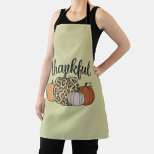 Leopard Pumpkin Season Thanksgiving Halloween Fall Apron