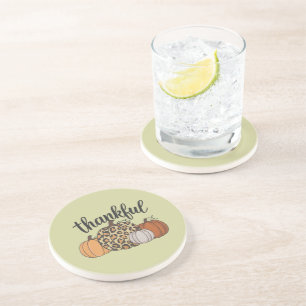 Leopard Pumpkin Season Thanksgiving Halloween Fall Coaster