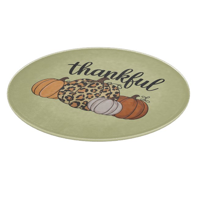 Leopard Pumpkin Season Thanksgiving Halloween Fall Cutting Board (Corner)