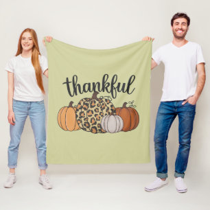Leopard Pumpkin Season Thanksgiving Halloween Fall Fleece Blanket
