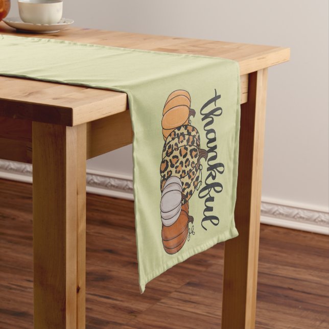 Leopard Pumpkin Season Thanksgiving Halloween Fall Short Table Runner (In Situ)