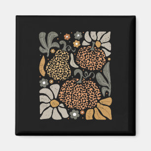 Leopard Pumpkin With Flowers Boho Floral Thanksgiv Magnet