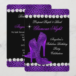 Leopard Purple Black Glamour Night Glitter Shoes Invitation