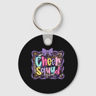 Leopard Purple Coquette Cheer Cheerleader Bow Girl Key Ring