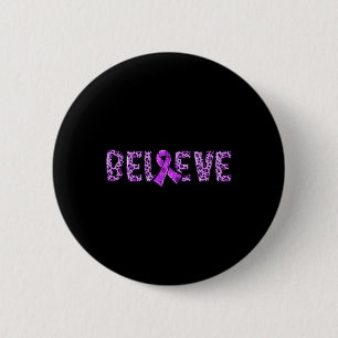 Leopard - Purple Ribbon Support Believe  6 Cm Round Badge