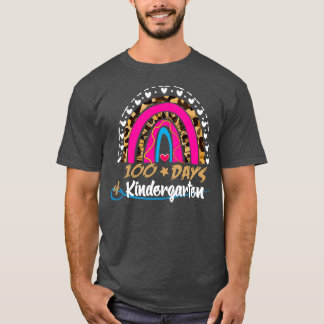 Leopard Rainbow 100 Days of kindergarten School Cu T-Shirt