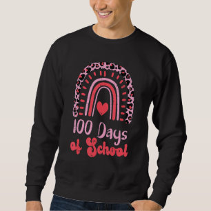 Leopard Rainbow 100 Days Of School 100th Day Teach Sweatshirt