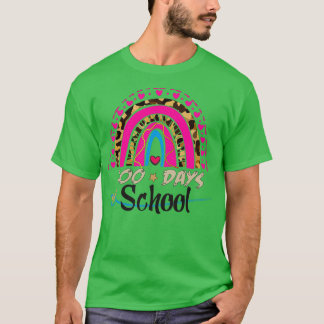 Leopard Rainbow 100 Days of School Cute 100 Days g T-Shirt