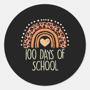 Leopard Rainbow 100 Days School Cute 100th Day Tea Classic Round Sticker