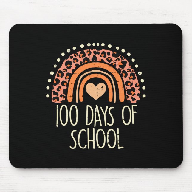 Leopard Rainbow 100 Days School Cute 100th Day Tea Mouse Pad (Front)