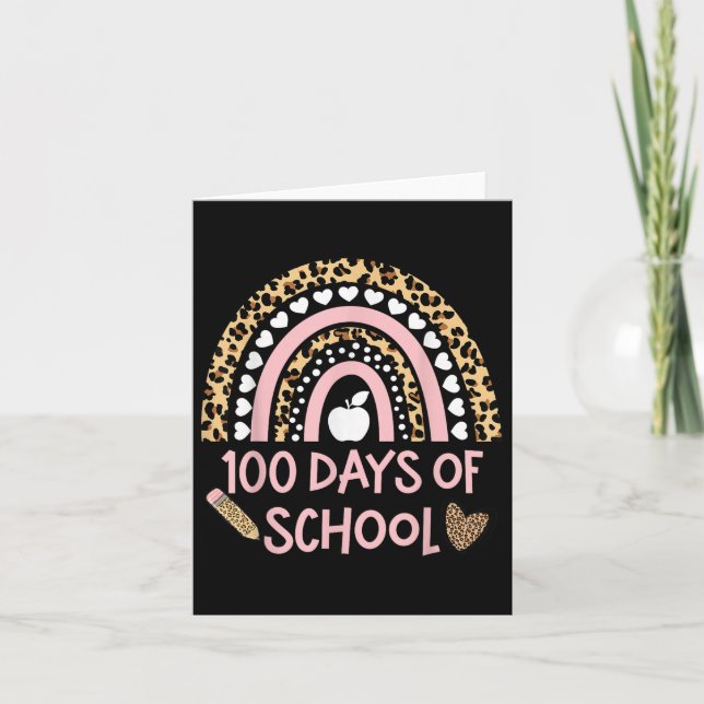 Leopard Rainbow 100th Day Of School, 100 Day Of Sc Card (Front)