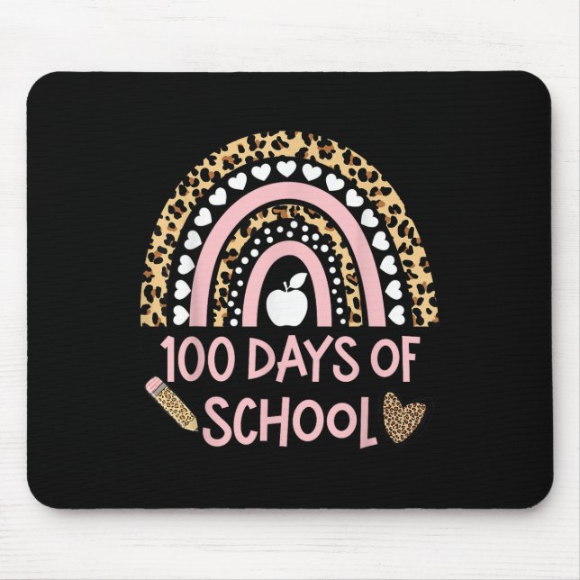 Leopard Rainbow 100th Day Of School, 100 Day Of Sc Mouse Pad (Front)