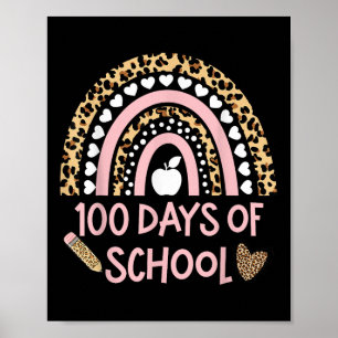 Leopard Rainbow 100th Day Of School, 100 Day Of Sc Poster