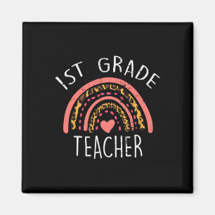 Leopard Rainbow 1st Grade Teacher First Day Of Sch Magnet