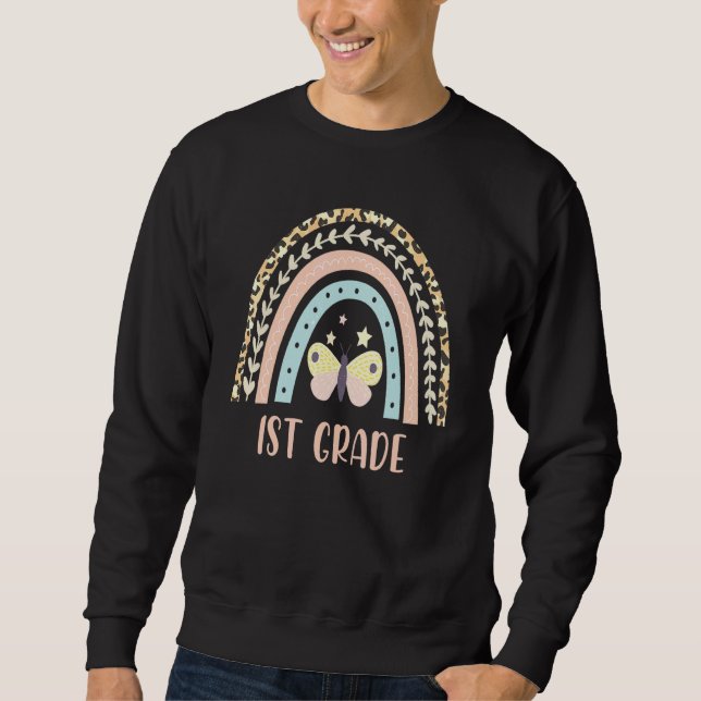 Leopard Rainbow 1st Grade Teacher First Day Of Sch Sweatshirt (Front)