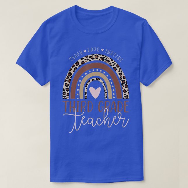 Leopard Rainbow 3rd Grade Third Teacher First Day  T-Shirt (Design Front)