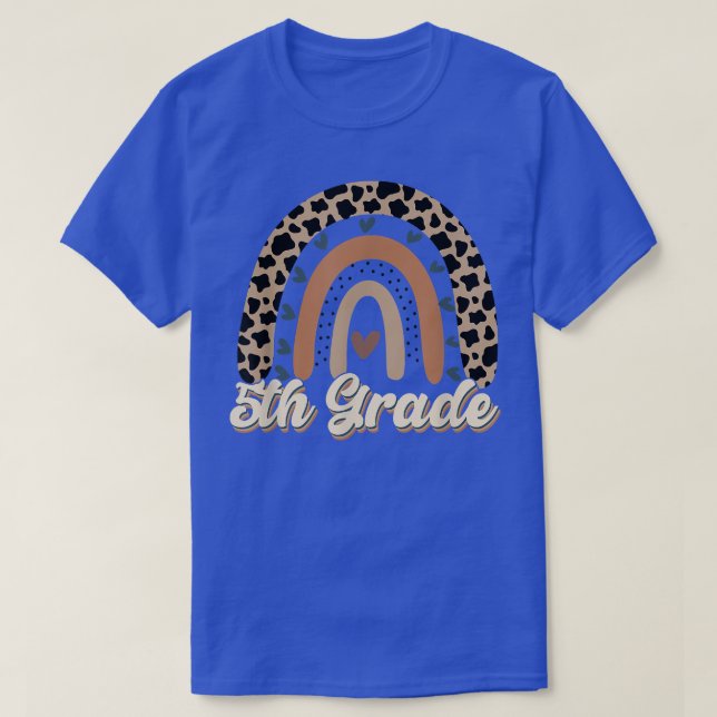 Leopard Rainbow 5th Grade, Back to School T-Shirt (Design Front)