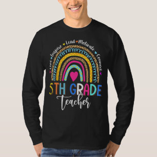 Leopard Rainbow 5th Grade Teacher Back To School T-Shirt