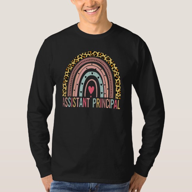 Leopard Rainbow Assistant Principal Teacher Back T T-Shirt (Front)