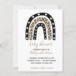 Leopard Rainbow Baby Shower Invitation