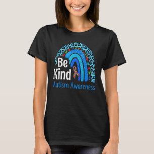 Leopard Rainbow Be Kind Autism Awareness Day Women T-Shirt