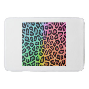 leopard rainbow bg bath mat