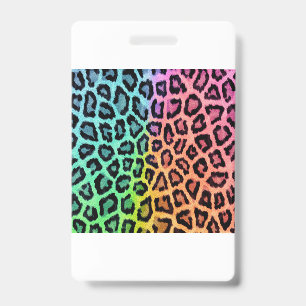 leopard rainbow bg ID badge