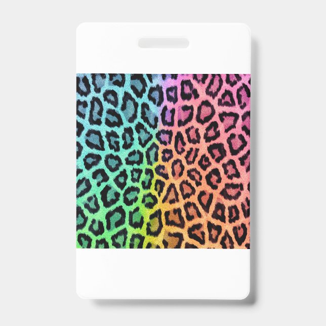 leopard rainbow bg ID badge (Front)