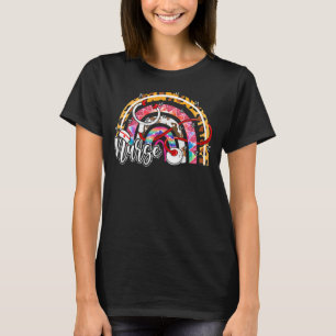Leopard Rainbow Boho Nurse Stethoscope Medical Hea T-Shirt