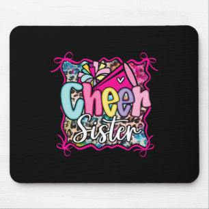 Leopard Rainbow Coquette Cheer Sister Cheerleader Mouse Pad