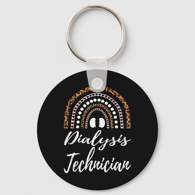 Leopard Rainbow Dialysis Technician And Dialysis N Key Ring (Front)