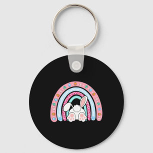 Leopard Rainbow Easter Bunny Rabbit Happy Easter T Key Ring