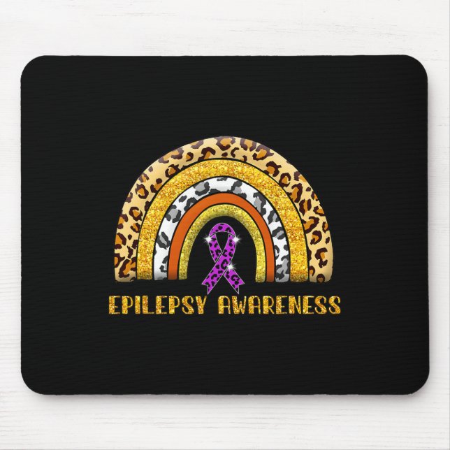 Leopard Rainbow Epilepsy Warrior Epilepsy Awarenes Mouse Pad (Front)