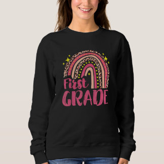 Leopard Rainbow First Grade Teacher Team 1st Back  Sweatshirt