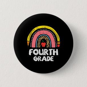 Leopard Rainbow Fourth Grade 4th First Day School 6 Cm Round Badge