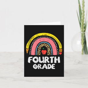 Leopard Rainbow Fourth Grade 4th First Day School Card