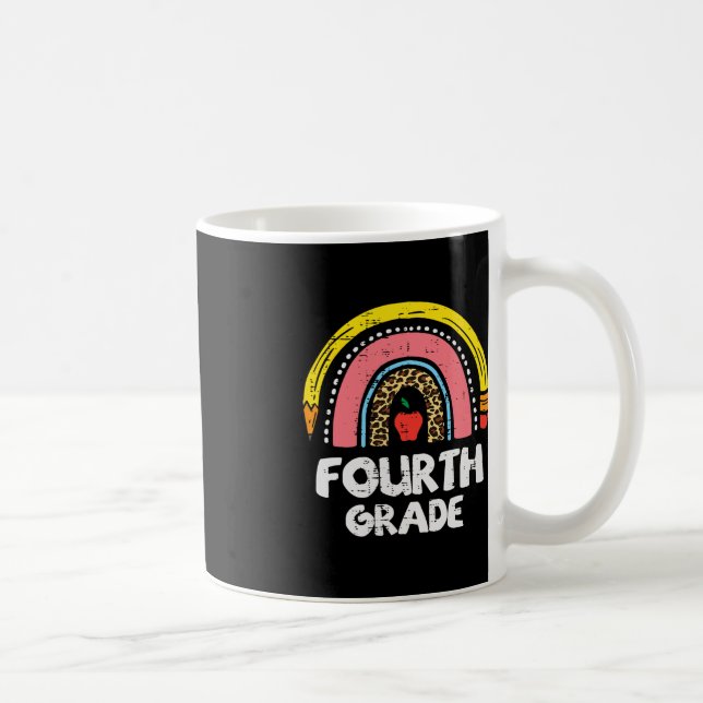 Leopard Rainbow Fourth Grade 4th First Day School  Coffee Mug (Right)