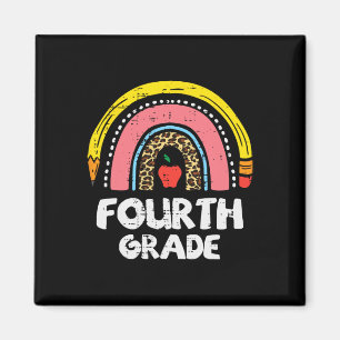 Leopard Rainbow Fourth Grade 4th First Day School Magnet
