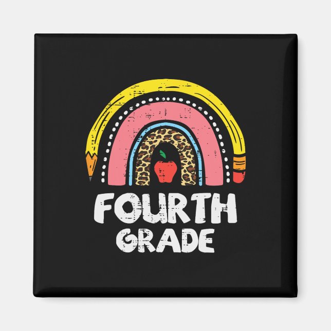 Leopard Rainbow Fourth Grade 4th First Day School  Magnet (Front)