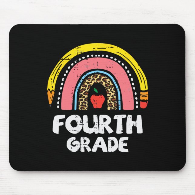 Leopard Rainbow Fourth Grade 4th First Day School  Mouse Pad (Front)