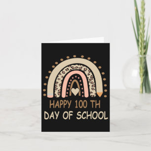 Leopard Rainbow Happy 100th Day School Cute 100 Da Card