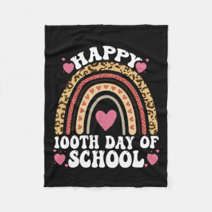 Leopard Rainbow Happy 100th Day School Cute 100 Da Fleece Blanket
