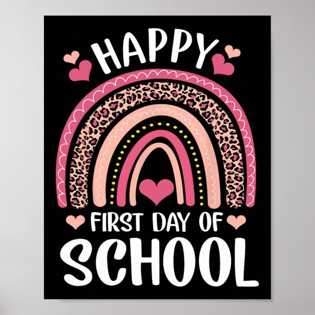 Leopard Rainbow Happy First Day Of School Teacher  Poster (Front)