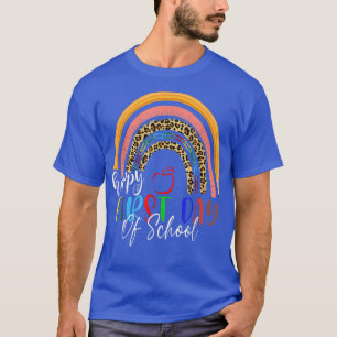 Leopard Rainbow Happy First Day Of School Teacher T-Shirt