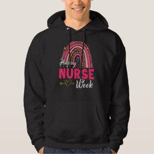 Leopard Rainbow Happy Nurse Week Nursing School Ma Hoodie