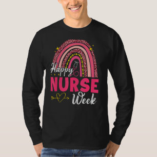 Leopard Rainbow Happy Nurse Week Nursing School Ma T-Shirt